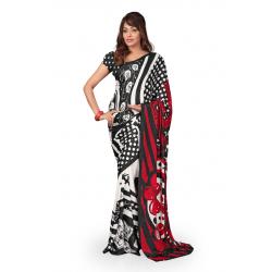Trendy Black & White Casual Printed Saree