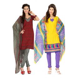 Combo Set Of Two Colorful Dress Material